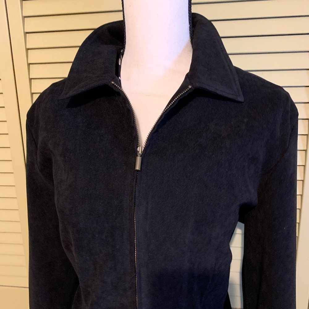 Faux Suede full zip blazer jacket